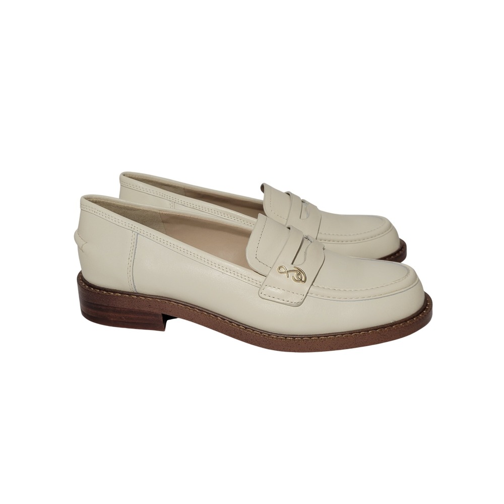 Sam Edelman Colin Penny Loafers Womens 6.5 Ivory Leather Slip On Shoe Classic